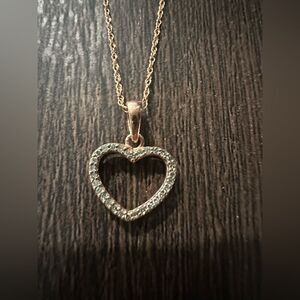 10K Rose Gold Heart Diamond Necklace